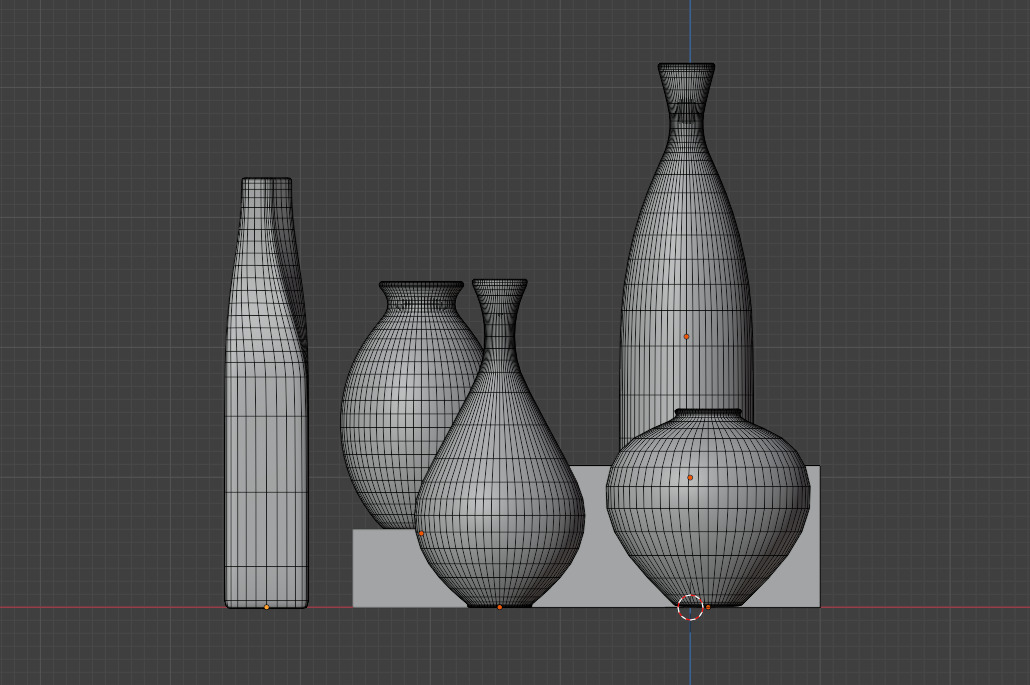 Modern Ceramic Vases Set - 5 Minimalist Vases for Archviz Low-poly 3D model_16