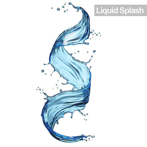 High Quality blue water liquid splash 3D model