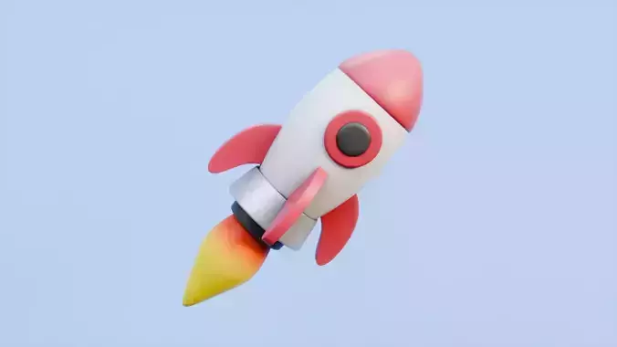 Cartoon Rocket Icon - Minimalist Lowpoly Design
