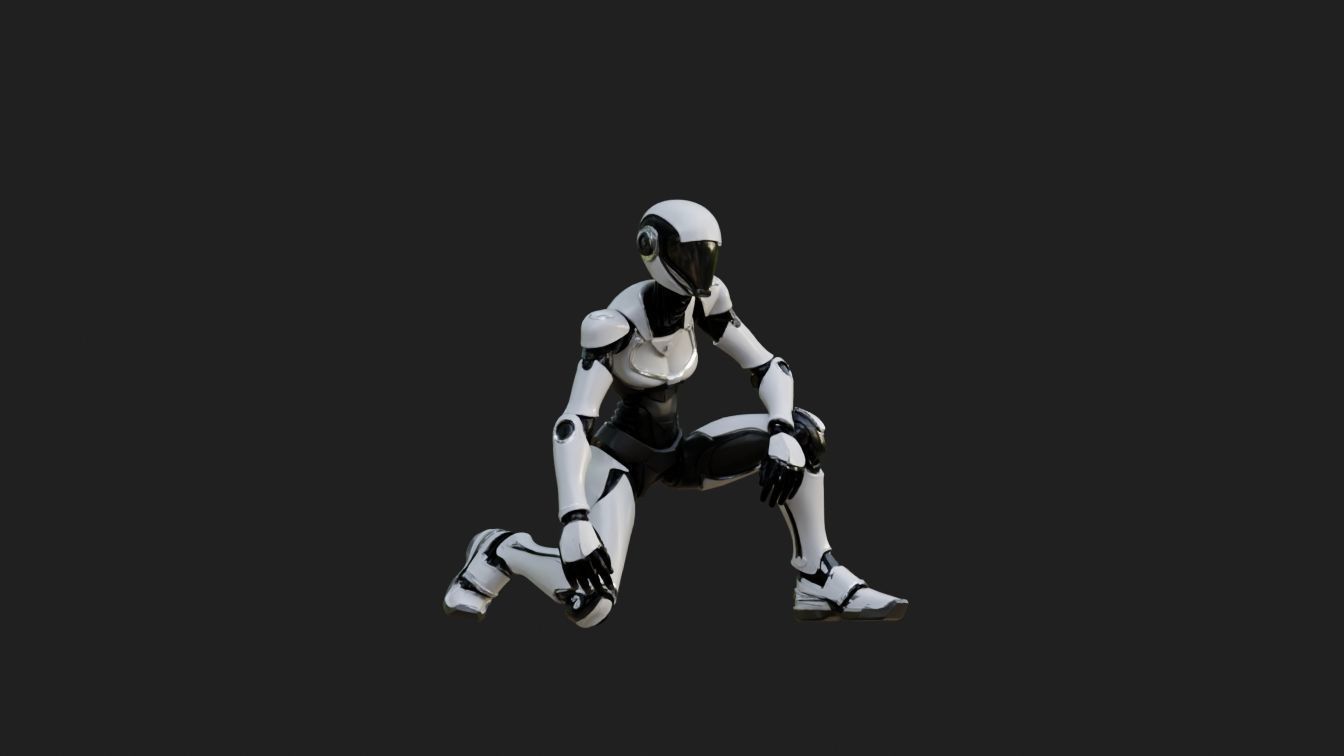 Female Robot Animated LynX Low-poly 3D model_2