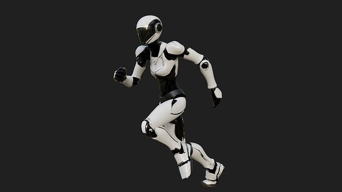 Female Robot Animated LynX Low-poly 3D model