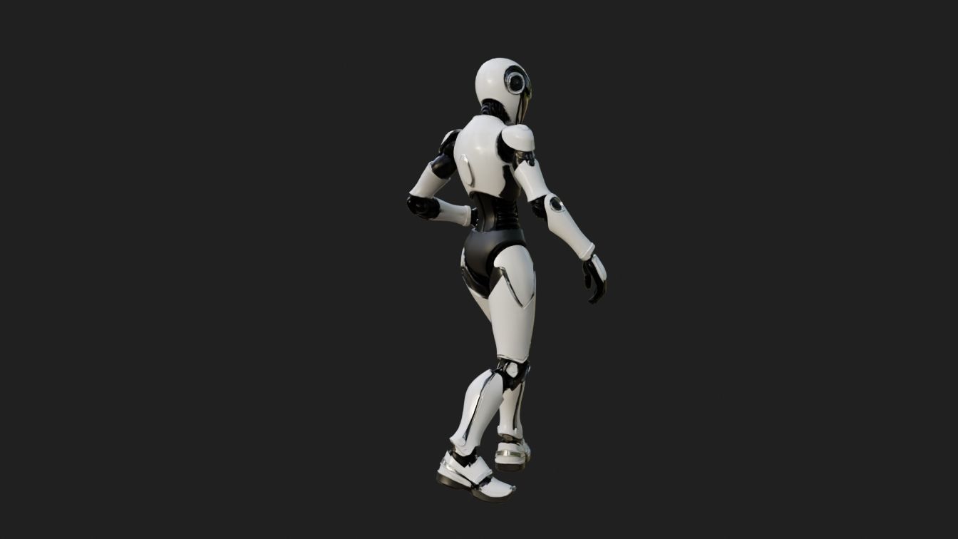 Female Robot Animated LynX Low-poly 3D model_5