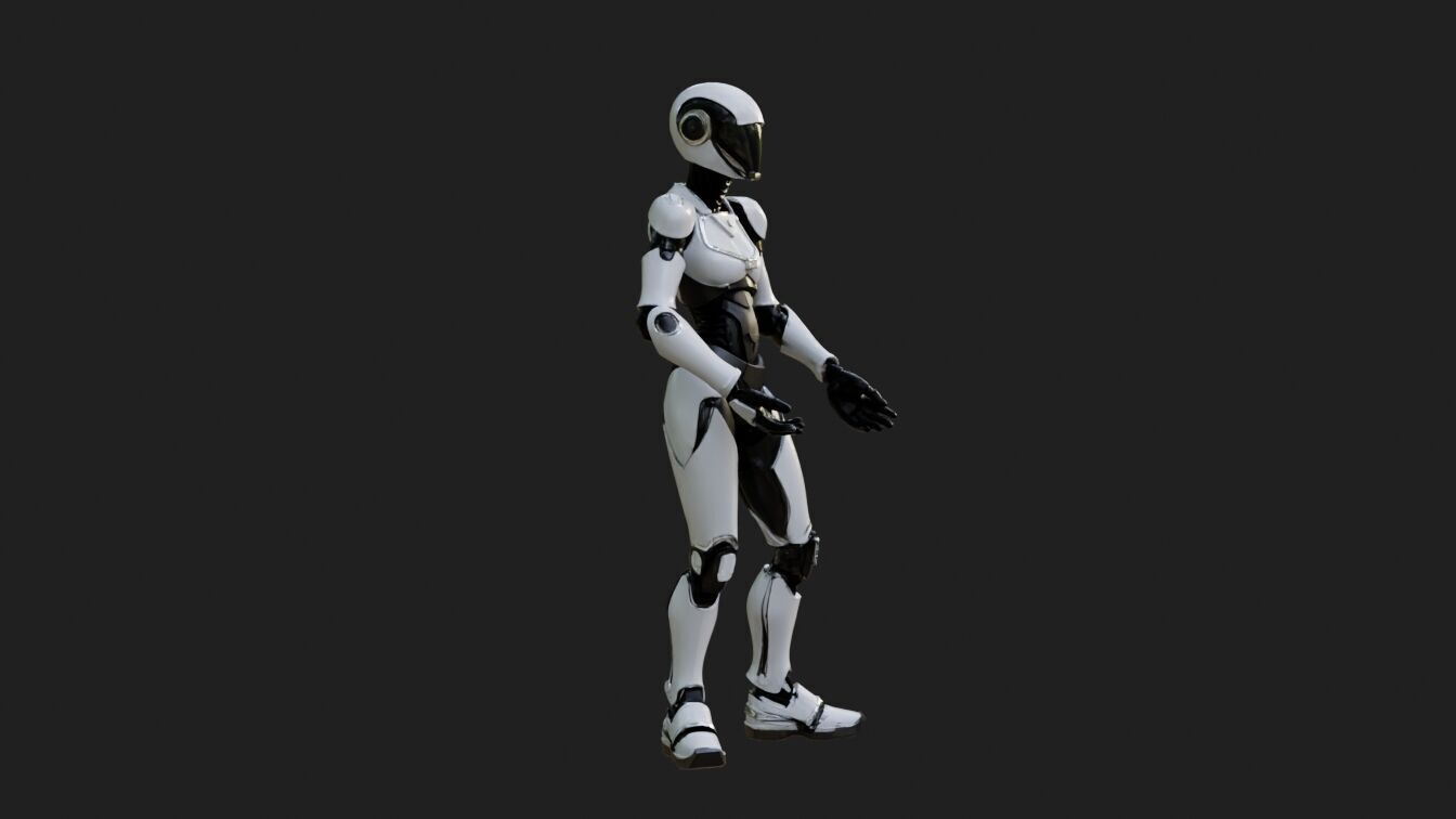 Female Robot Animated LynX Low-poly 3D model_8