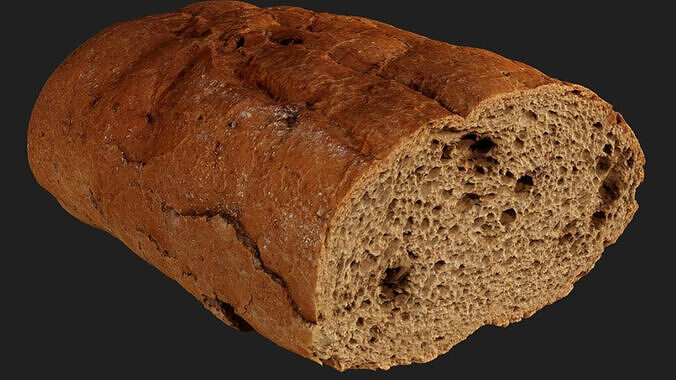 Half Walnut Bread Low-poly 3D model
