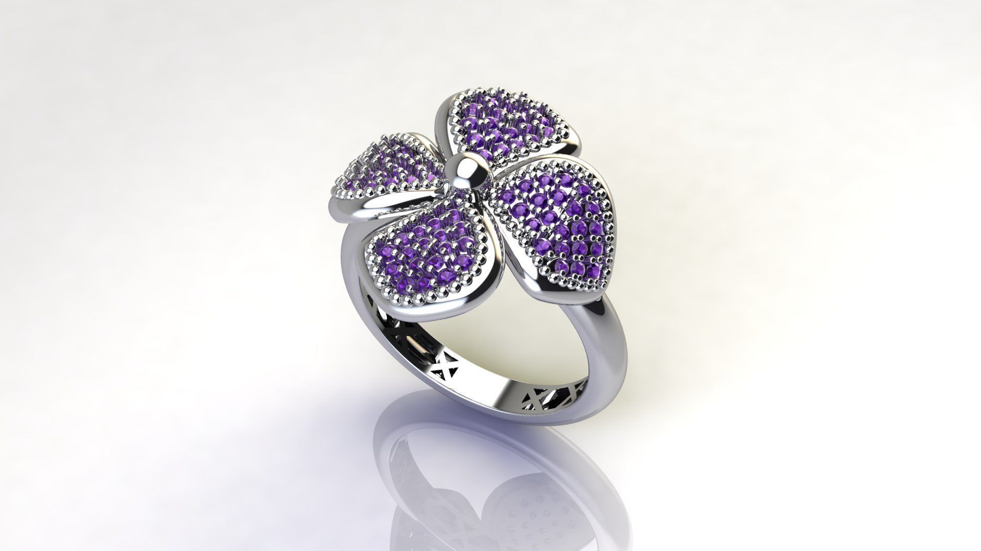 Floral Bloom Ring 3D print model_9