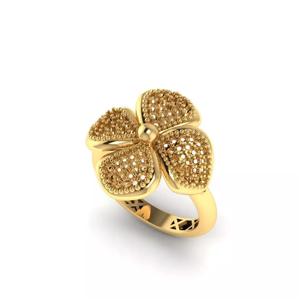 Floral Bloom Ring 3D print model_0