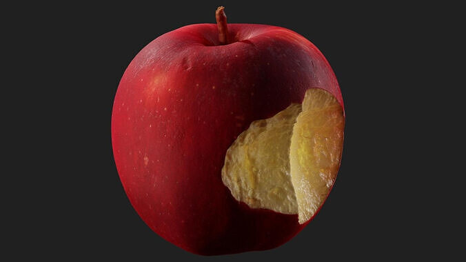 Freshly Bitten Apple Low-poly 3D model