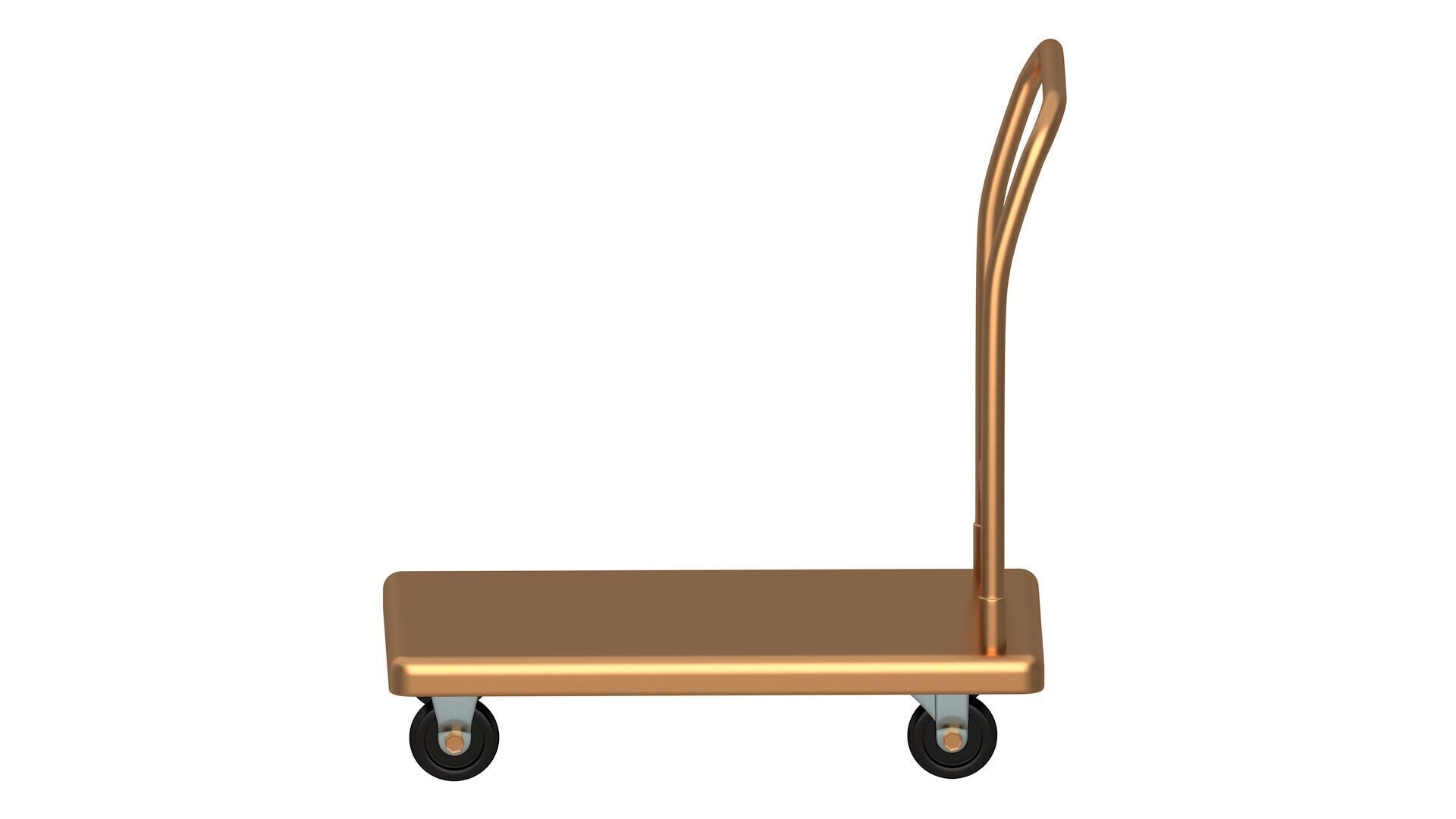 Flat Bed Self Assembly Copper Platform Trolley 3D model_4