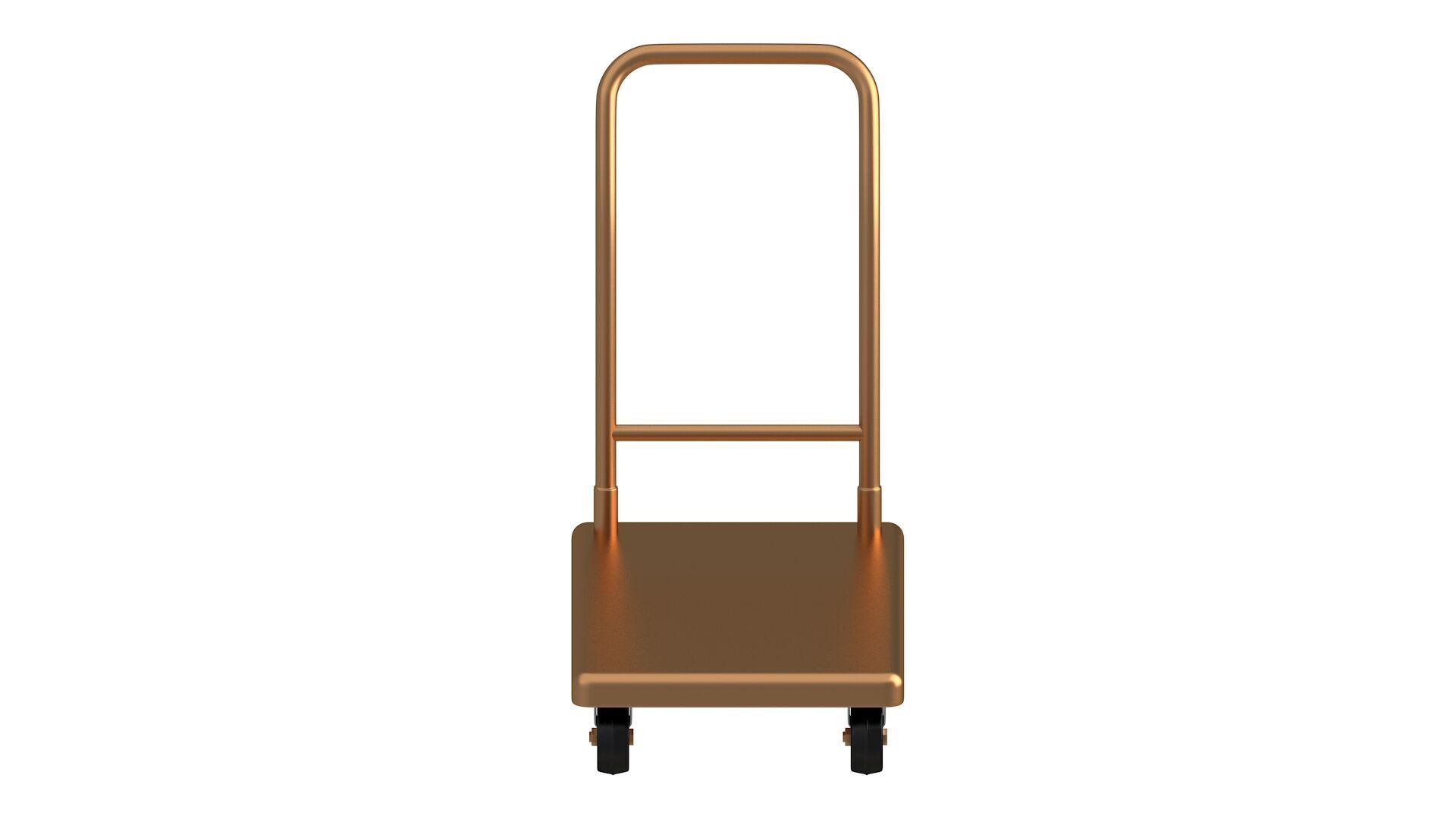 Flat Bed Self Assembly Copper Platform Trolley 3D model_3