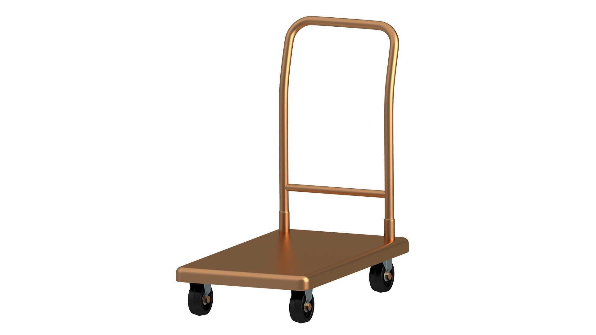 Flat Bed Self Assembly Copper Platform Trolley 3D model_2