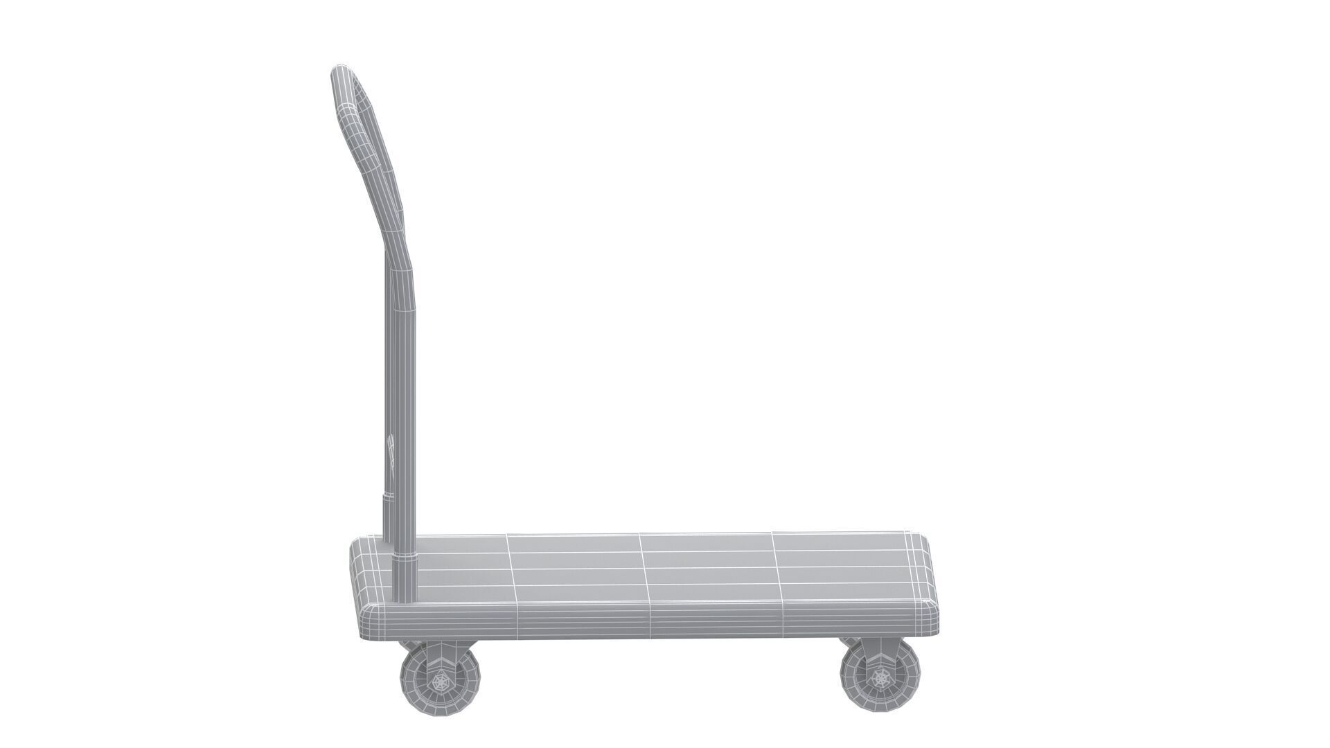 Flat Bed Self Assembly white Platform Trolley 3D model_9