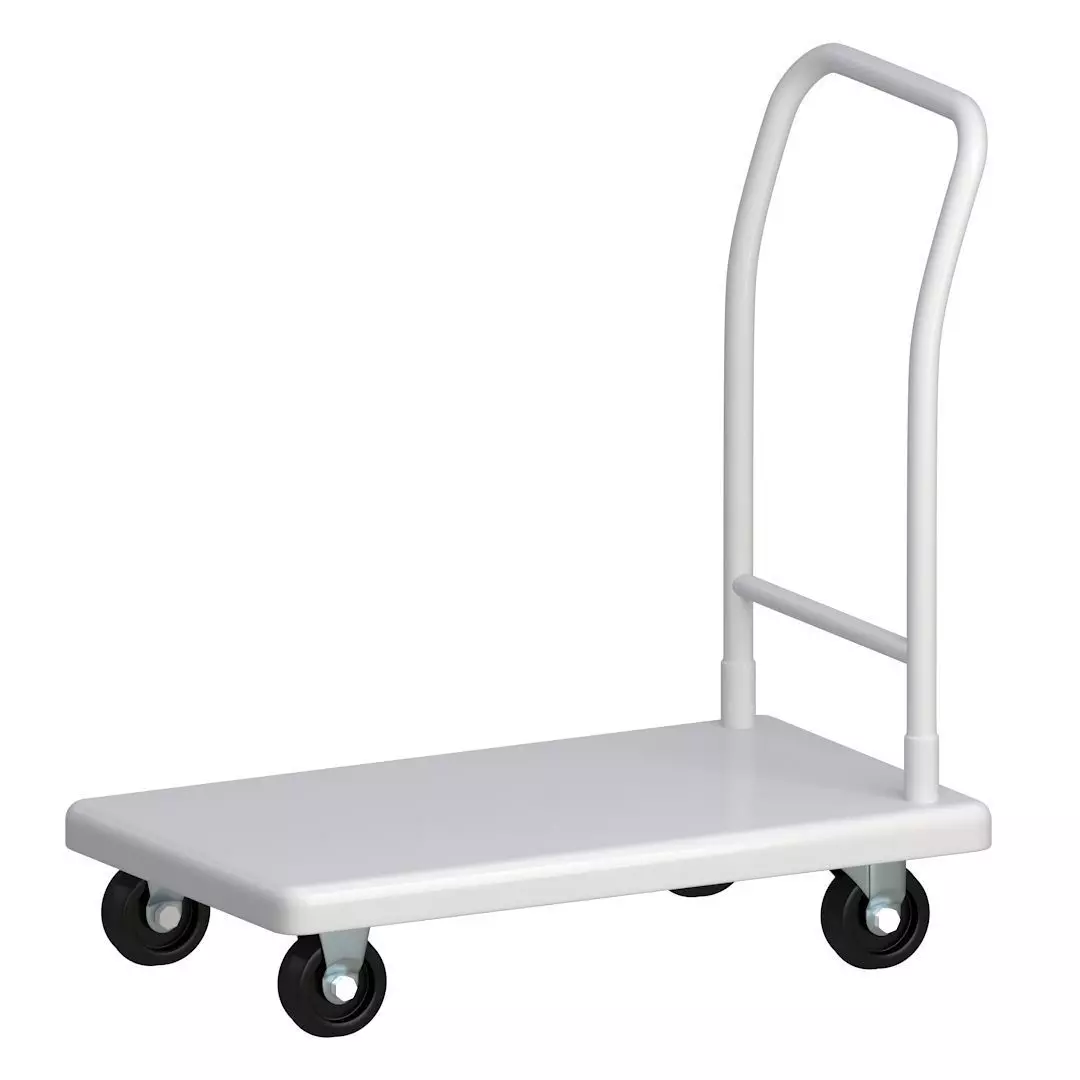 Flat Bed Self Assembly white Platform Trolley 3D model_0