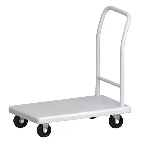Flat Bed Self Assembly white Platform Trolley 3D model