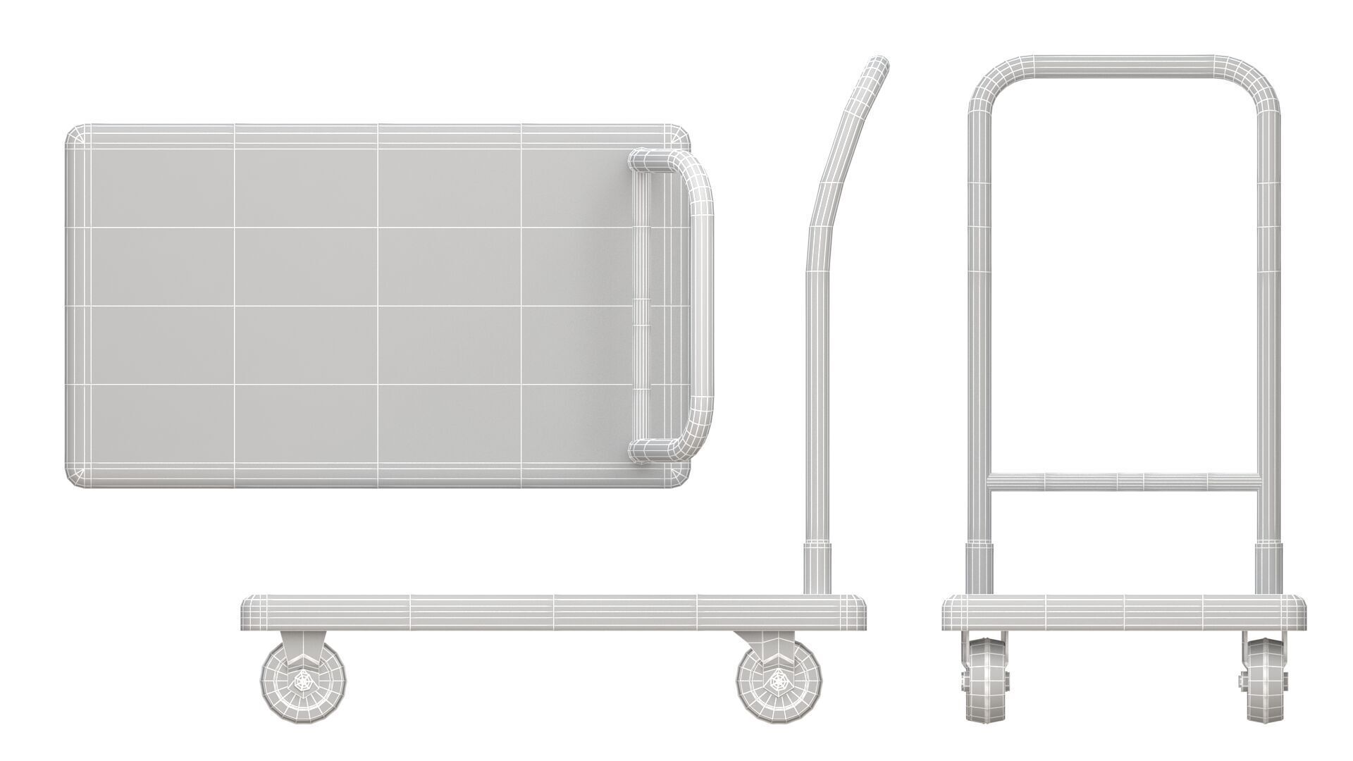 Flat Bed Self Assembly white Platform Trolley 3D model_11