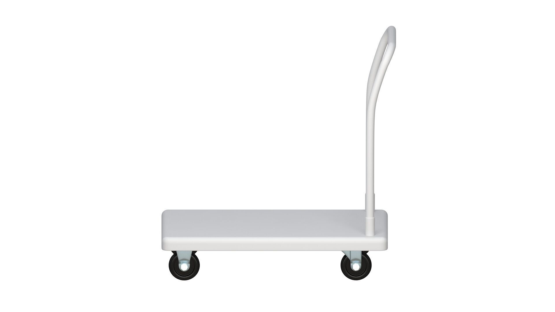 Flat Bed Self Assembly white Platform Trolley 3D model_4