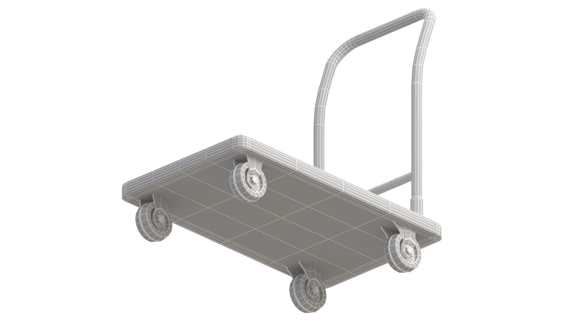 Flat Bed Self Assembly white Platform Trolley 3D model_10