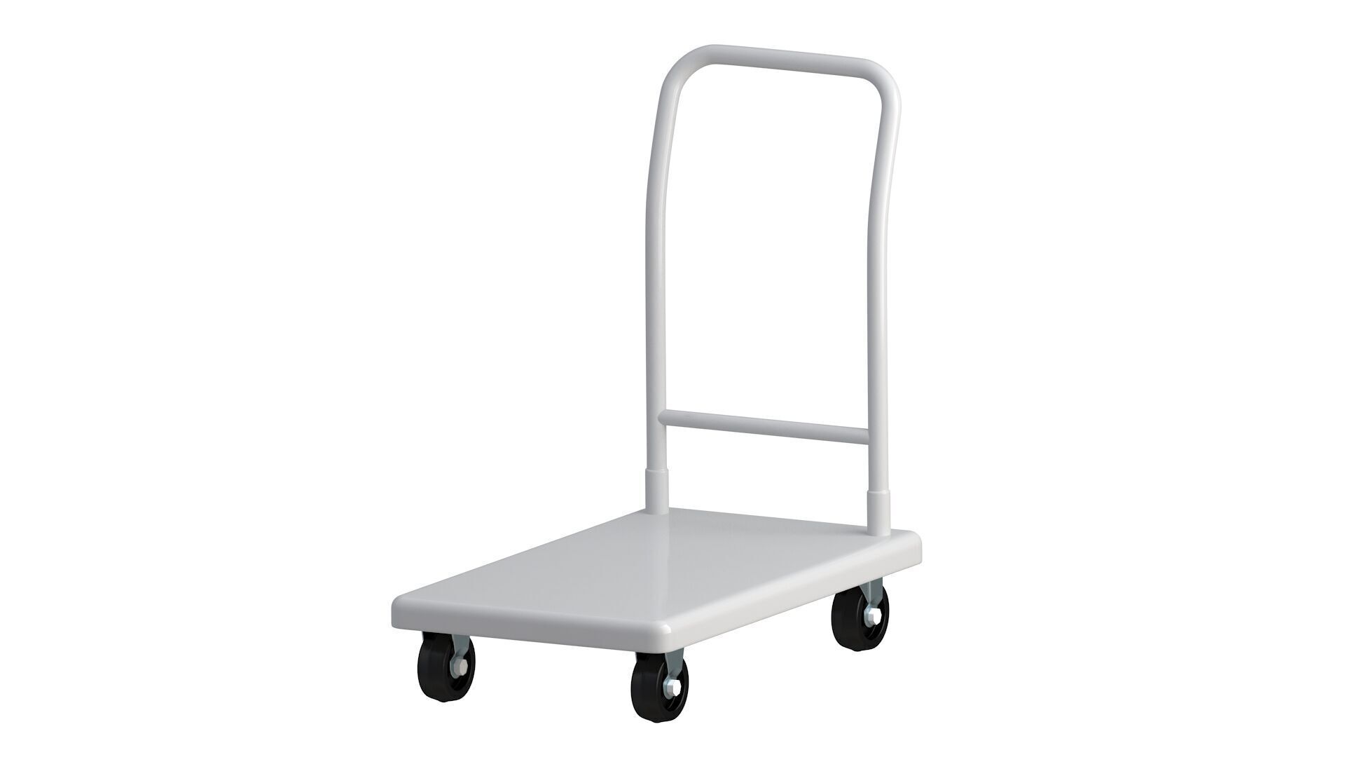 Flat Bed Self Assembly white Platform Trolley 3D model_2