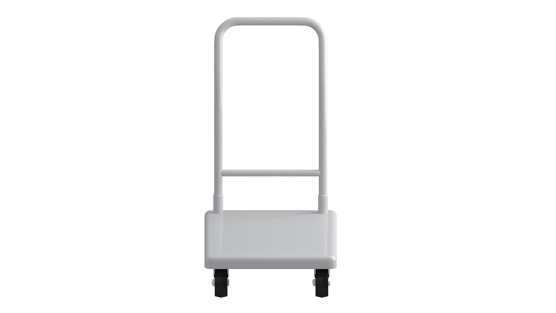 Flat Bed Self Assembly white Platform Trolley 3D model_3