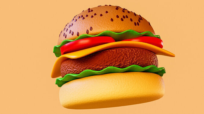 Cartoon Food Burger Low-poly 3D model