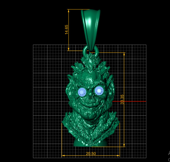 sculpted face pendant  3D printable model      3D print model_3
