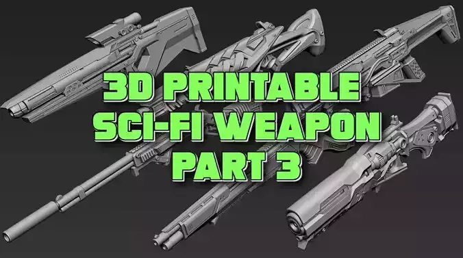3D Printable Sci-Fi Weapon Part 3 3D model