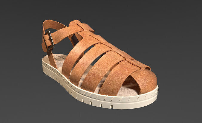 Womens Penalize Buckle Fisherman Sandals  Low-poly 3D model