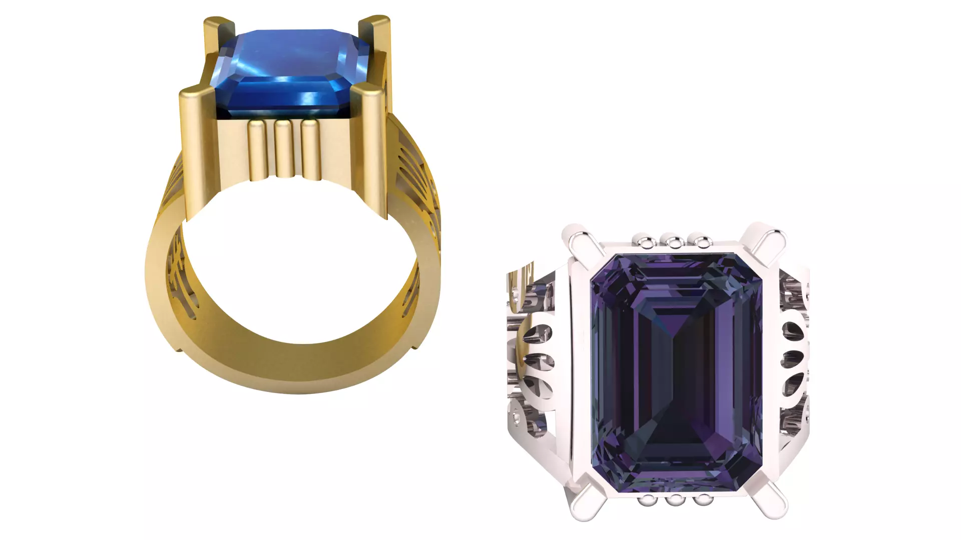 blue gemstone ring 3D printable model 3D print model