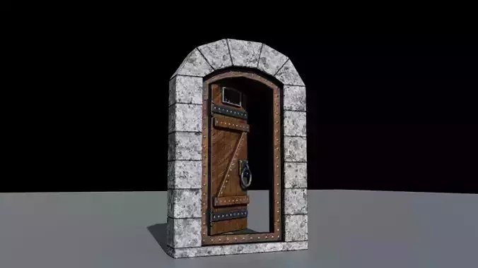 Low Poly Medieval Door  or Ancient Door Texture and Low-poly 3D model