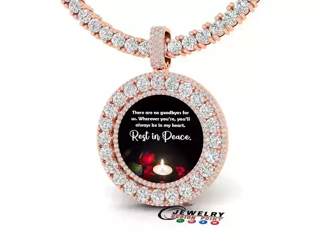 Custom Solitaire Pointer Memory Picture Pendant - Necklaces