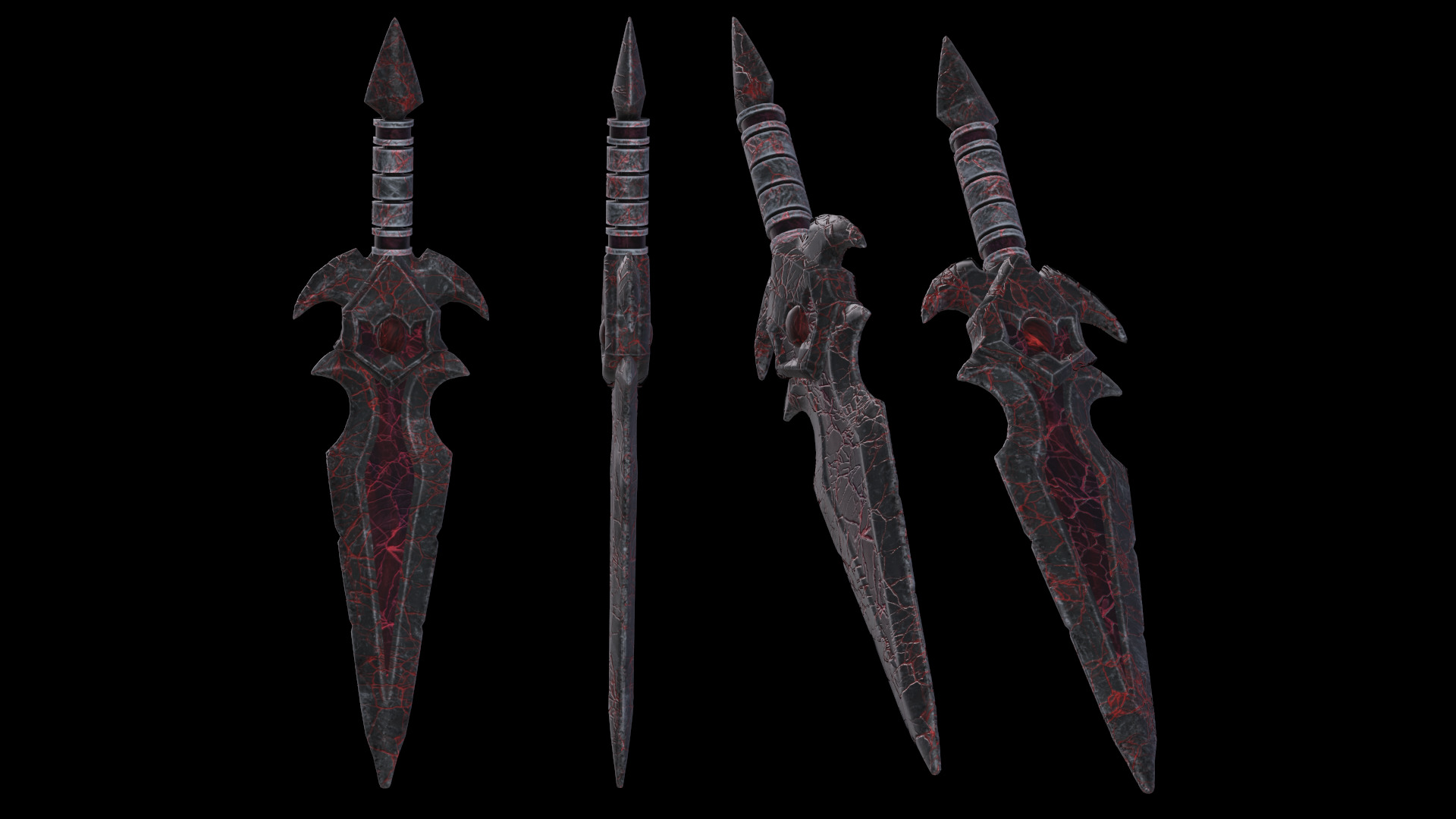 Stylized dark fantasy dagger Free low-poly 3D model_5