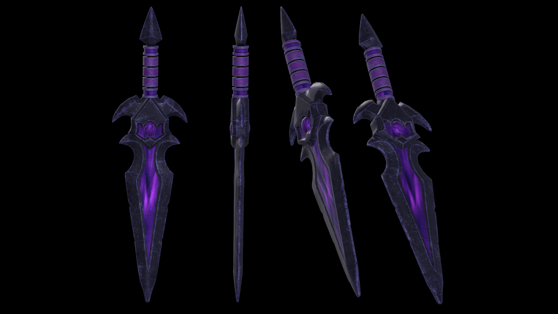 Stylized dark fantasy dagger Free low-poly 3D model_2