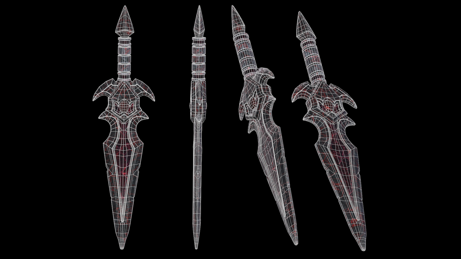 Stylized dark fantasy dagger Free low-poly 3D model_6