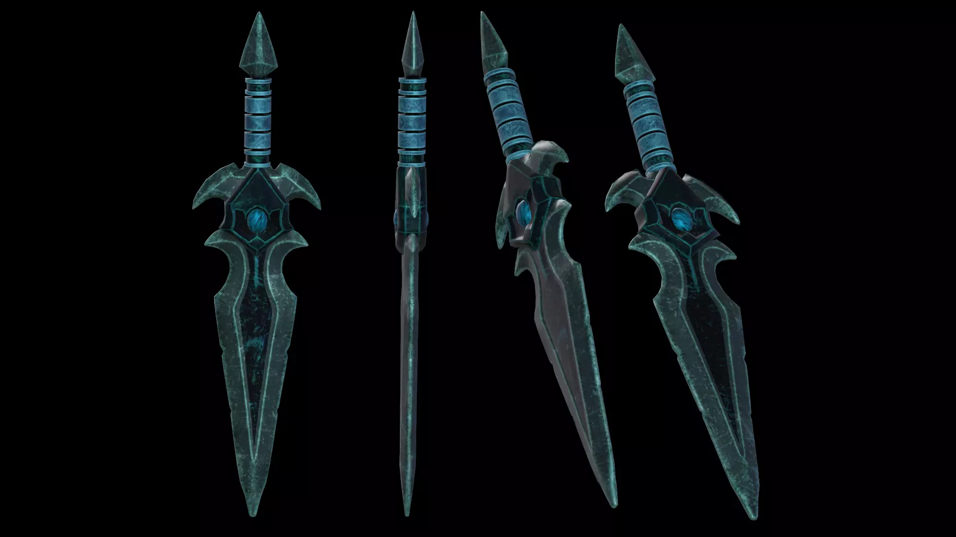 Stylized dark fantasy dagger Free low-poly 3D model_0