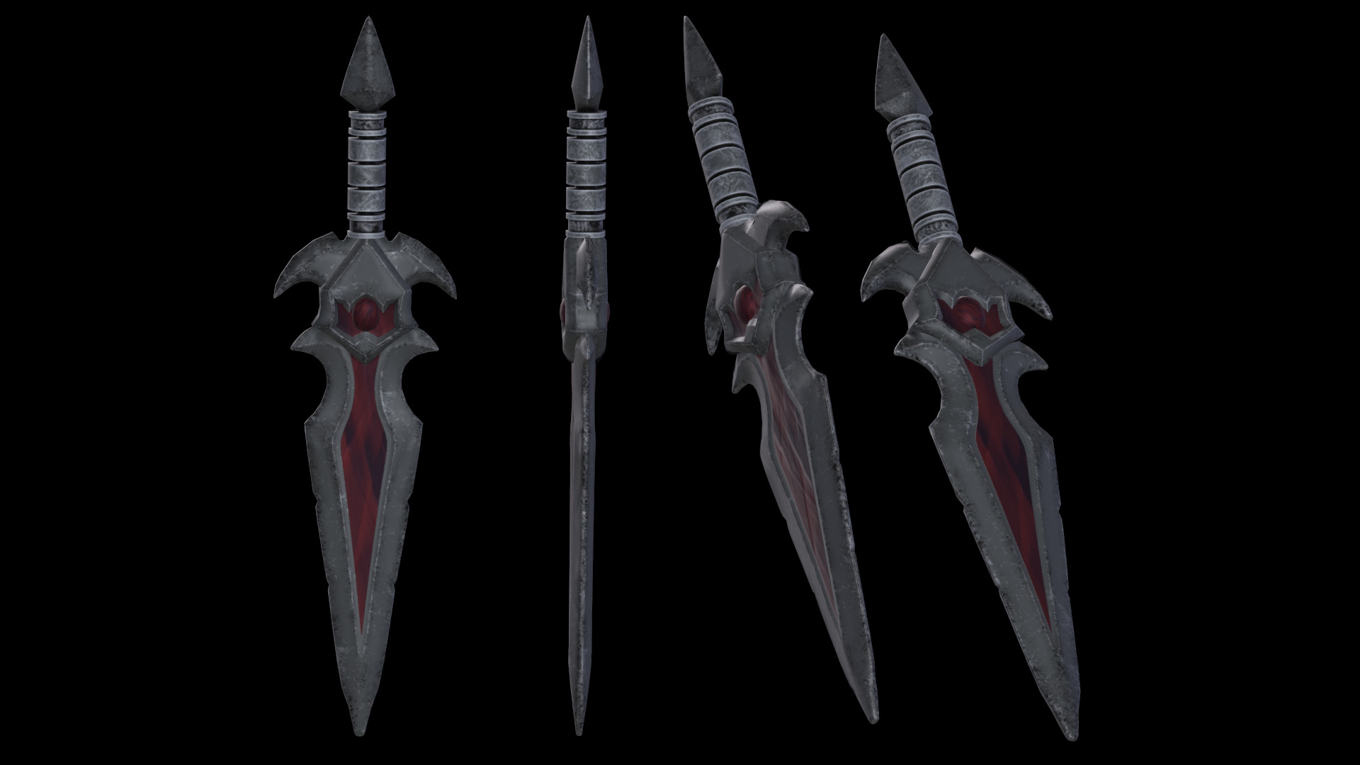 Stylized dark fantasy dagger Free low-poly 3D model_4