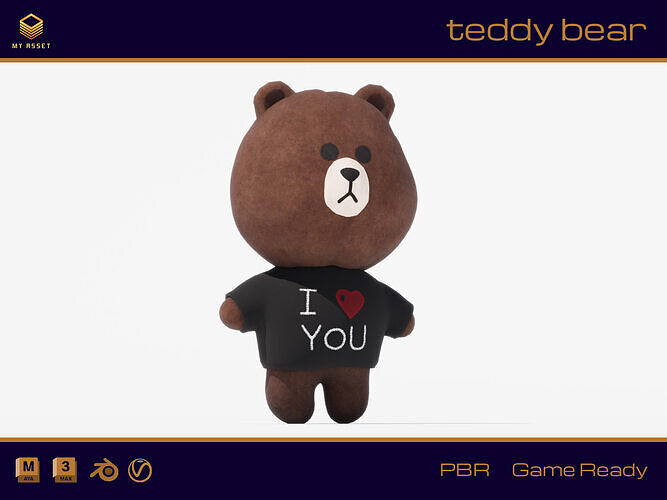 Teddy bear Low-poly 3D model