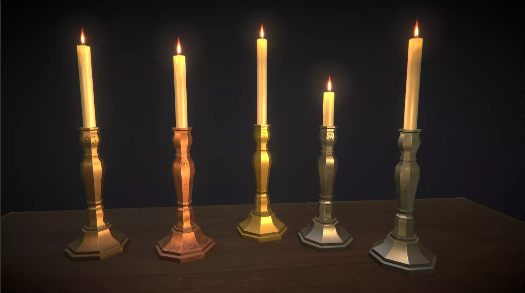 Life Candles Pack Low-poly 3D model_0