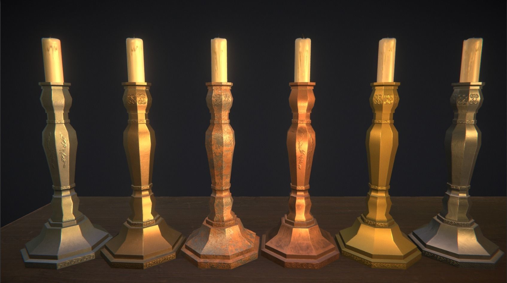 Life Candles Pack Low-poly 3D model_5
