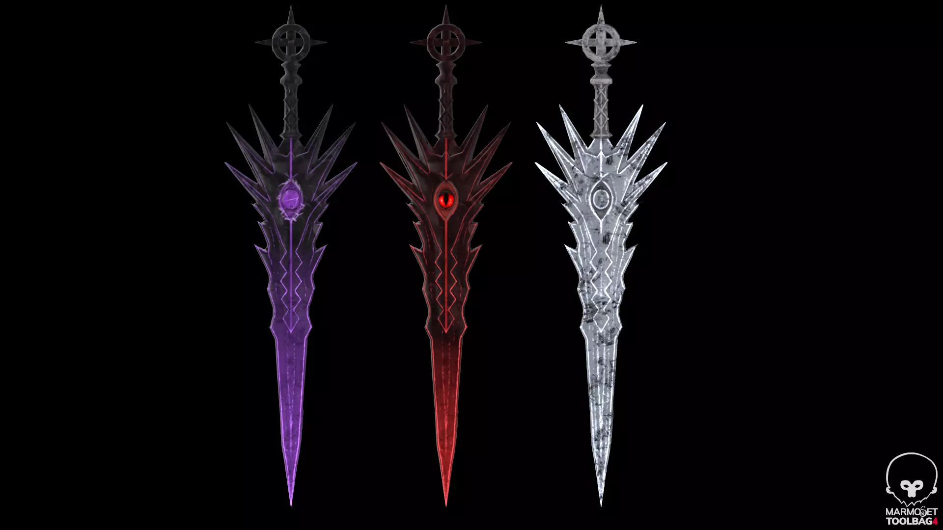 Stylized fantasy blade Low-poly 3D model_0