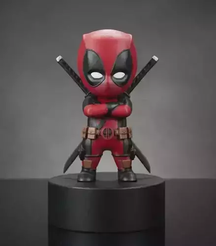 Deadpool CHIBI -3D Printable Model  One-Piece Pre-Supported 