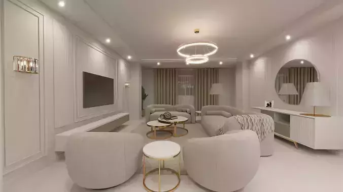 Interior Design of a Apartment in a Minimal Neo-Classical Style