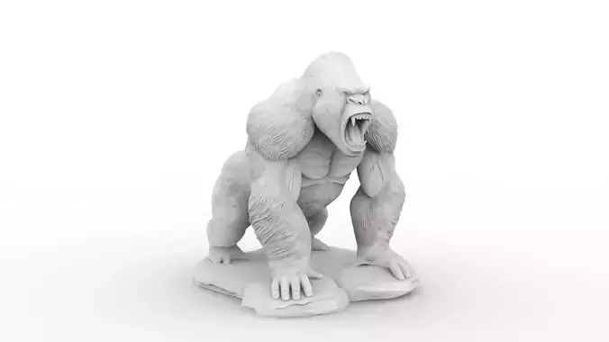 Roaring Gorilla on Rock 3D print model