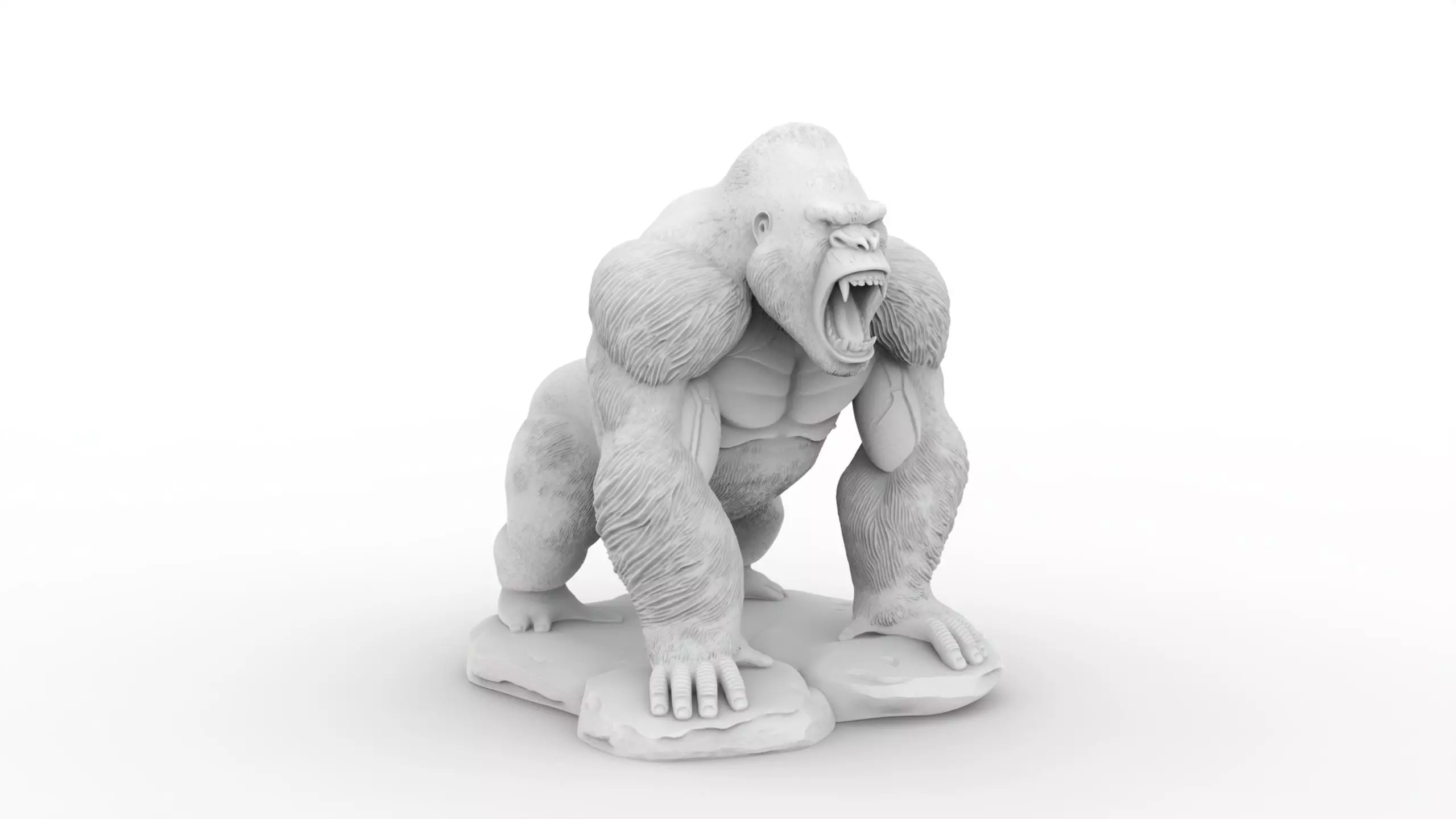 Roaring Gorilla on Rock 3D print model