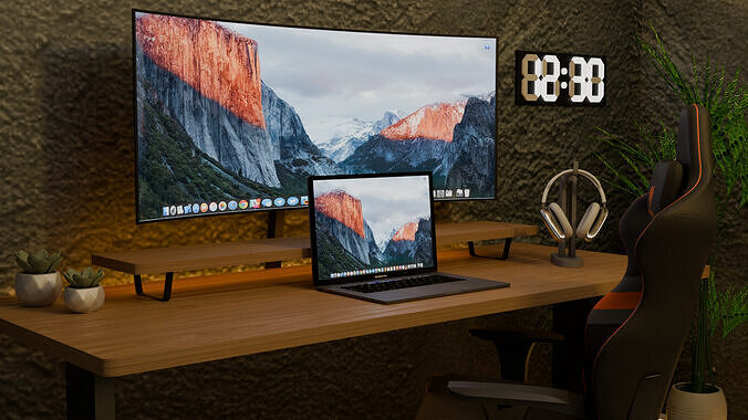 Modern PC Set Up 3D model