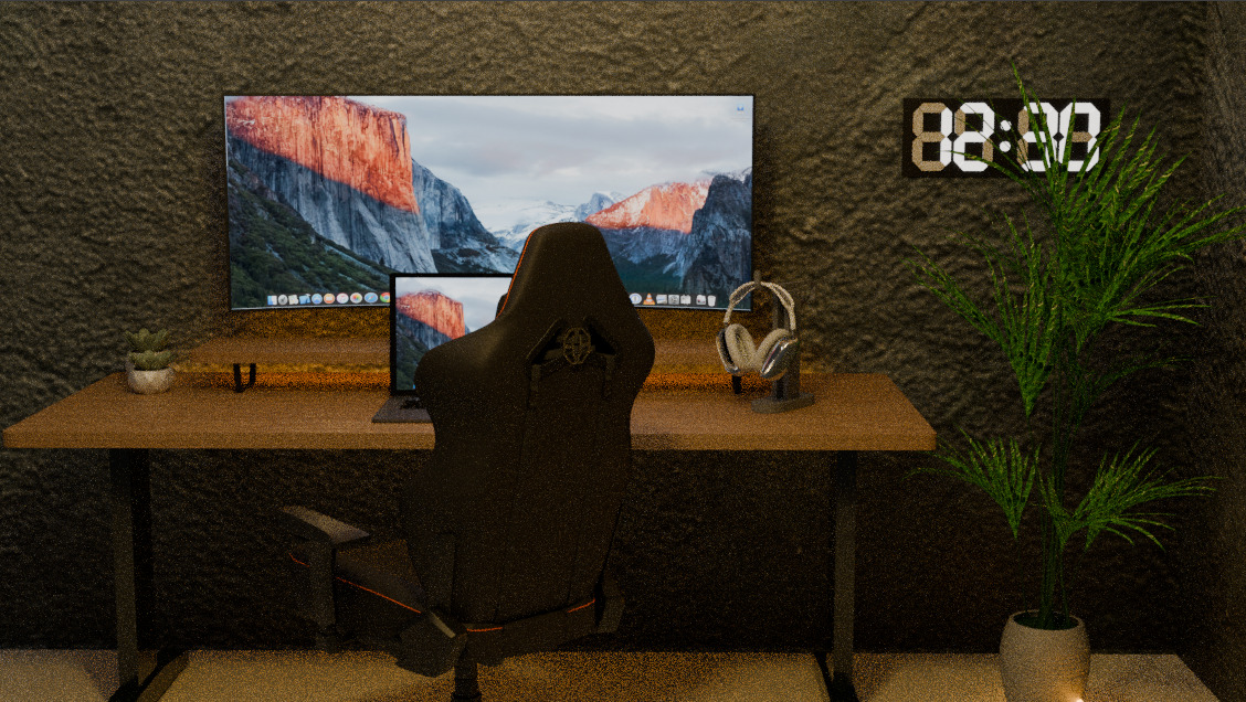 Modern PC Set Up 3D model_1