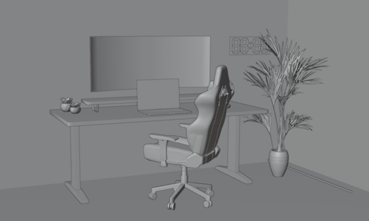 Modern PC Set Up 3D model_11