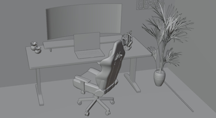 Modern PC Set Up 3D model_12