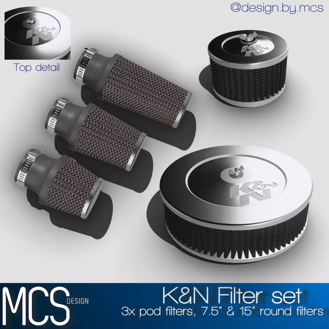 Air filter set x5 pieces 3D print model_0