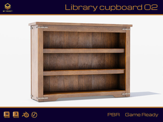 Library cupboard Low-poly 3D model
