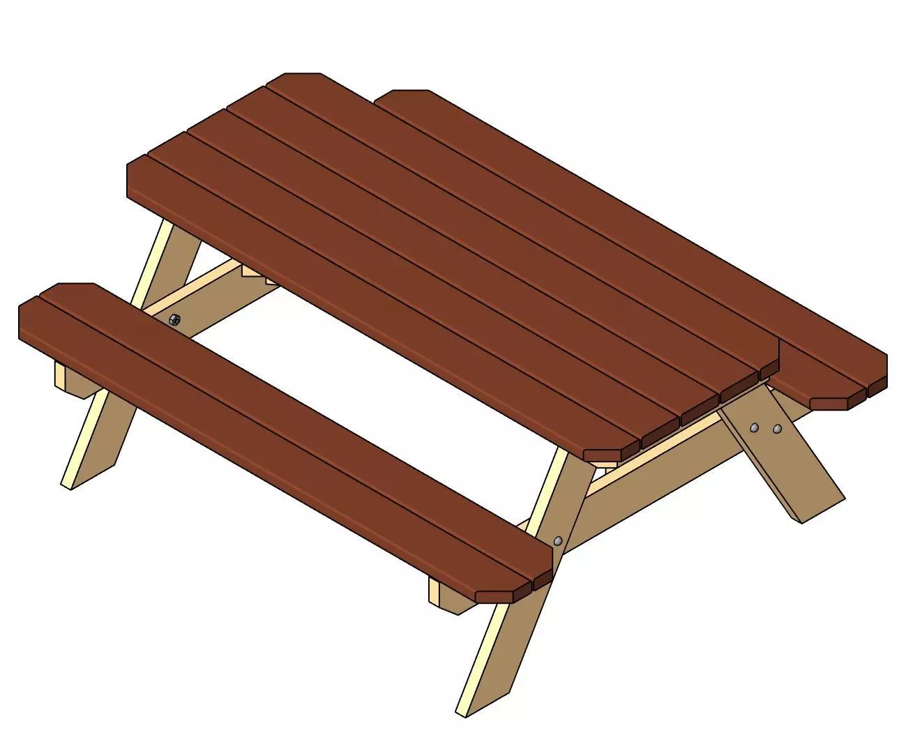 A-frame Wooden Picnic Table and Bench 3D model_0