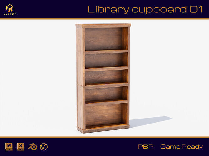 Library cupboard 01 Low-poly 3D model